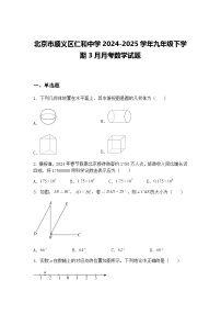 北京市顺义区仁和中学2024-2025学年九年级下学期3月月考数学试题（含答案解析）