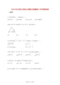 2024_2025学年上海市上学期九年级数学9月月考测试题【答案】
