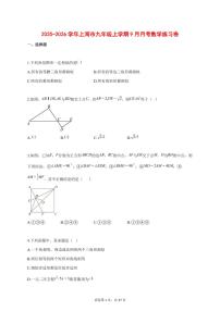 2025_2026学年上海市九年级上学期9月月考数学练习卷【答案】