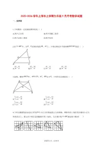 2025_2026学年上海市上学期九年级9月月考数学试题【答案】