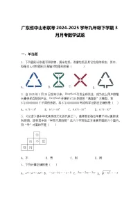 广东省中山市联考2024-2025学年九年级下学期3月月考数学试题（含答案解析）