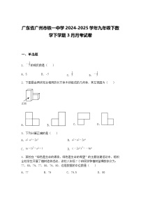 广东省广州市铁一中学2024-2025学年九年级下数学下学期3月月考试卷（含答案解析）