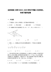 北京市第二中学2024~2025学年下学期3月月考九年级下数学试卷（含答案解析）