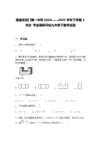 福建省厦门第一中学2024——2025学年下学期3月份 学业调研评估九年级下数学试题（含答案解析）