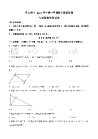 广东省广州市中山大学附属中学2024-2025学年上学期期中考试八年级数学试卷（含答案）