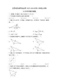 江苏省盐城市东台市2025-2026学年八年级上学期10月月考数学试题（学生版）