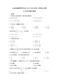 山东省淄博市周村区2025-2026学年八年级上学期10月月考数学试题（学生版）