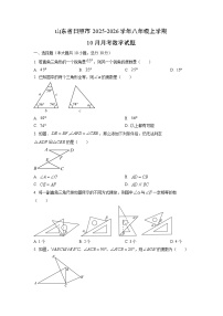 山东省日照市2025-2026学年八年级上学期10月月考数学试题（学生版）