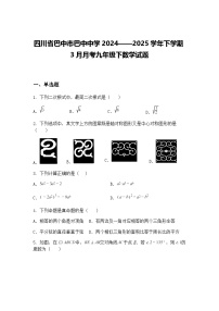 四川省巴中市巴中中学2024——2025学年下学期3月月考九年级下数学试题（含答案解析）