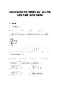 江苏省盐城市东台市第五教育联盟2024-2025学年九年级下学期3月月考数学试题（含答案解析）