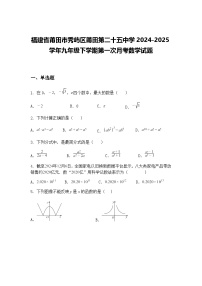 福建省莆田市秀屿区莆田第二十五中学2024-2025学年九年级下学期第一次月考数学试题（含答案解析）