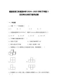 福建省厦门市湖滨中学2024—2025学年下学期3月月考九年级下数学试卷（含答案解析）