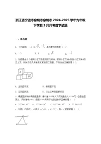浙江省宁波市余姚市余姚市2024-2025学年九年级下学期3月月考数学试题（含答案解析）