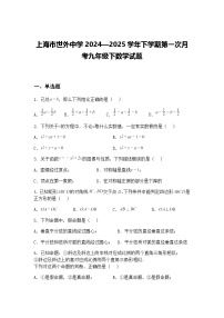 上海市世外中学2024—2025学年下学期第一次月考九年级下数学试题（含答案解析）