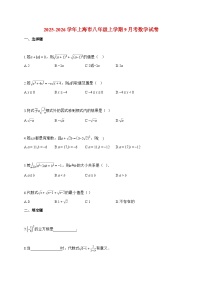 2025_2026学年上海市八年级上册9月考数学检测试卷【附解析】