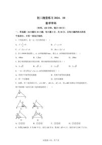 江苏省无锡市新吴实验中学2024_2025学年九年级上册（10月）月考数学卷 [附答案]