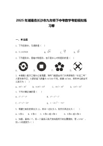 2025年湖南省长沙市九年级下中考数学考前模拟练习卷（含答案解析）
