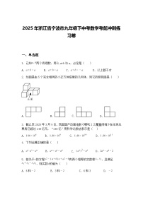 2025年浙江省宁波市九年级下中考数学考前冲刺练习卷（含答案解析）
