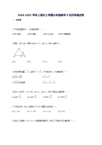2024~2025学年上海市上学期九年级数学[9月]月考测试题 [答案]
