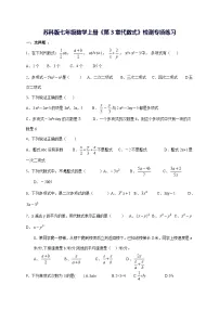 初中数学苏科版（2024）七年级上册（2024）代数式同步训练题