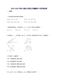 2025~2026学年上海市九年级上学期数学[9月]月考试题 [答案]
