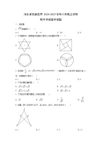 河北省石家庄市2024-2025学年八年级上学期期中考试数学试卷（学生版）