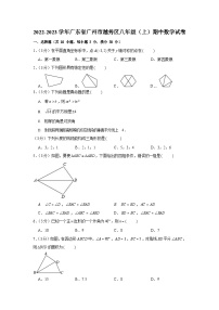 2022-2023学年广东省广州市越秀区八年级上学期期中数学试卷（含答案）