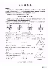甘肃省武威市凉州区羊下坝乡中学2025-2026学年上学期九年级月考数学试卷