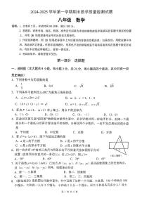 2024-2025学年深圳市盐田区八年级上册期末数学试卷