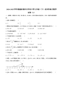 2024-2025学年福建省福州市华伦中学九年级（下）适应性练习数学试卷（1）（有答案））
