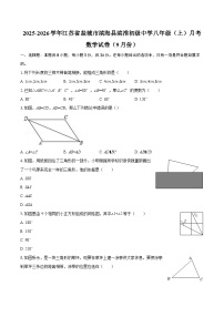 2025-2026学年江苏省盐城市滨海县滨淮初级中学八年级（上）月考数学试卷（9月份）-自定义类型
