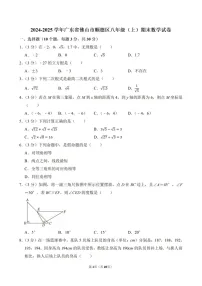 2024-2025年广东省佛山市顺德区八年级上学期期末考数学试卷（含答案）