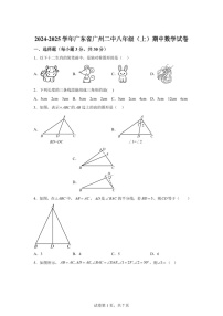 广东省广州市第二中学2024-2025学年八年级上学期期中考试数学试卷（含答案）