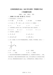 广东省深圳市福田区红岭教育集团2024-2025学年上学期八年级数学期中试卷（含答案）