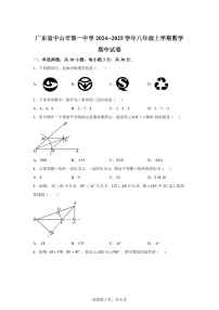 广东省中山市第一中学2024--2025学年八年级上学期数学期中试卷（含答案）