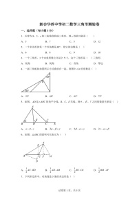 广东省新会华侨中学2024-2025学年八年级上学期9月月考数学试题（含答案）