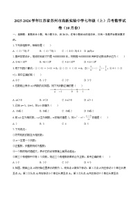 2025-2026学年江苏省苏州市高新实验中学七年级（上）月考数学试卷（10月份）-自定义类型