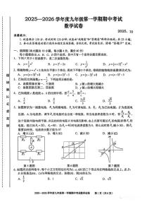 安徽省合肥市瑶海区2025~2026学年九年级上学期期中数学试卷及答案