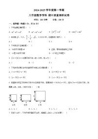 精品解析：吉林省长春市东北师范大学附属中学经开校区2024-2025学年八年级上学期期中考试数学试卷+ 含答案