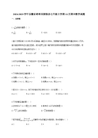 2024~2025学年安徽省蚌埠市固镇县七年级上册11月期中数学试题（含答案）