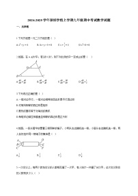 2024~2025学年深圳学校上册九年级期中考试数学试题（含答案）