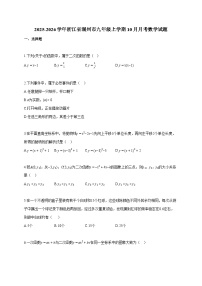 2025~2026学年浙江省湖州市九年级上册10月月考数学试题（含答案）