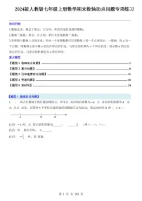 2024版人教版七年级上册数学期末数轴动点问题专项练习含答案