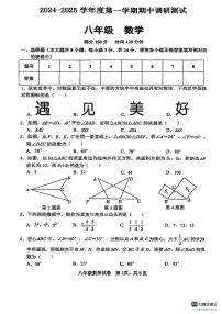 江苏省徐州市树人初级中学2024-2025学年八年级上学期期中数学试题