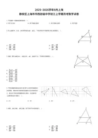 2025~2026学年9月上海静安区上海市市西初级中学初三上学期月考数学试卷(有答案解析)