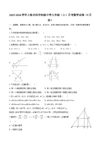 2025-2026学年上海市风华初级中学九年级（上）月考数学试卷（9月份）-自定义类型