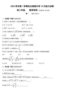 上海市南洋模范中学2025-2026学年上学期10月八年级月考数学试卷（月考）