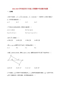 2024~2025学年度重庆市八年级上册期中考试数学试题【含答案】