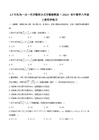 初中数学湘教版（2024）八年级上册（2024）2.5 可化为一元一次方程的分式方程优秀巩固练习