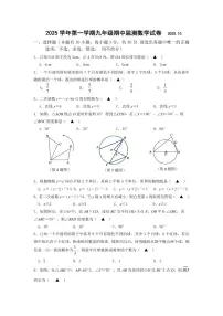 浙江省温州市瑞安市六校联考2025年10月九年级上学期期中监测数学试卷及答案